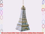 Oh La La French Eiffel Tower Christmas Holiday Glass Ornament