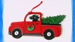 Black Labrador Retriever Dog Vintage Red Truck Wooden Handpainted 3-Dimensional Christmas Ornament