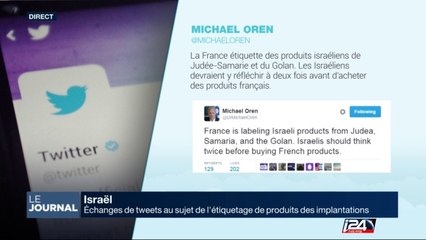 Israël : tweets au sujet de l'étiquetage des produits des implantations
