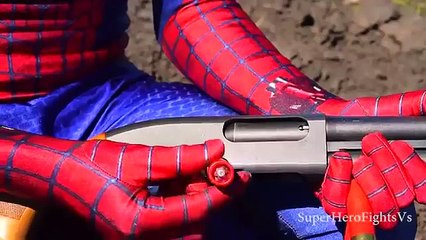 Superhero in Real Life Spiderman Shooting With A Shotgun! Super Hero Fights Vs In Real Life Irl