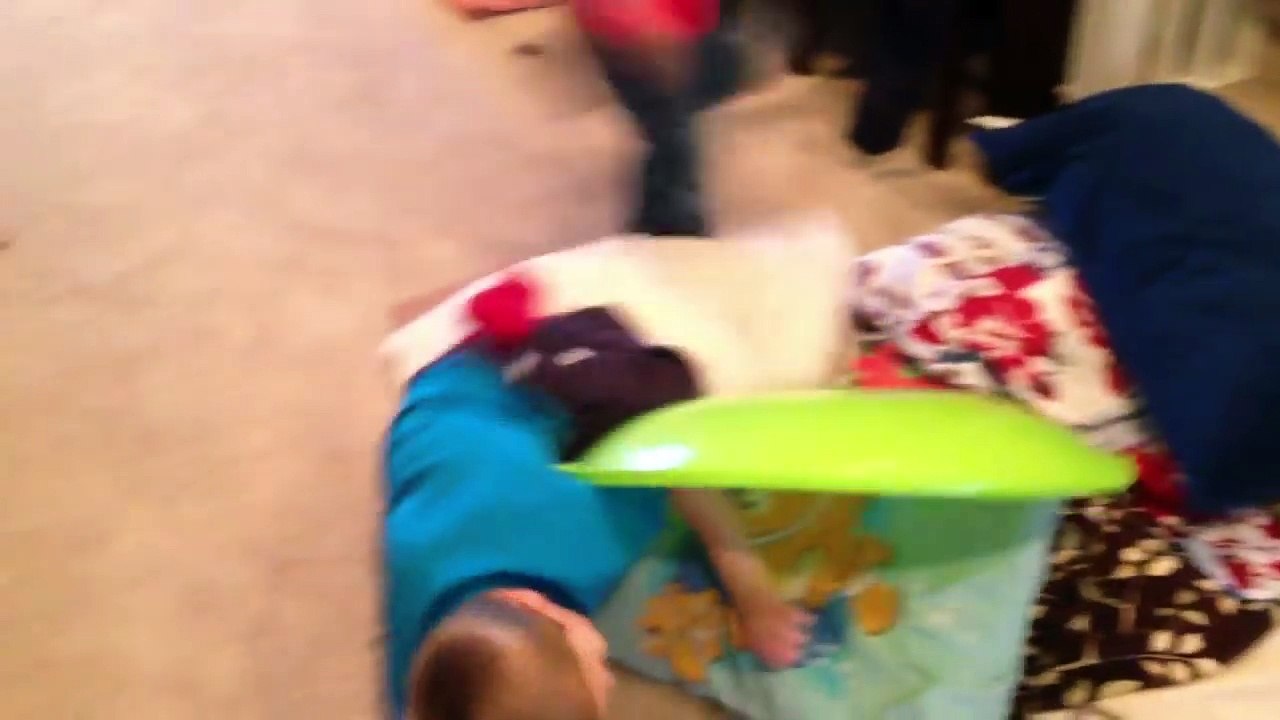 Sledding Down Staircase Box Slide