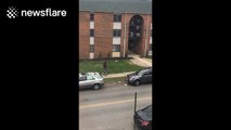 Man rides unicycle near Ohio State University during 'shooter lockdown'