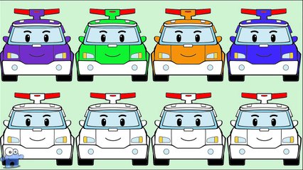 Learning Colors with Street Vehicles Robocar Poli Coloring - Coloured Cars Learn Colors in English