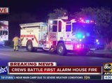 Crews battle first-alarm fire in Mesa