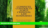 Pre Order Complete Contracts Torts Criminal law Summaries: The A to Z of Criminal law Contracts