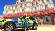 Color Suv Police Cars with Policeman Spiderman Cartoon for Kids and Nursery Rhymes Children Songs