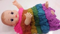 Coca Cola Kinetic Sand Rainbow Baby Doll Bath Time Learn Colors Slime Toy Surprise #1