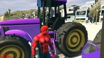 Tractor Transportation with Spiderman Cartoon Cars Nursery Rhymes Songs For Kids
