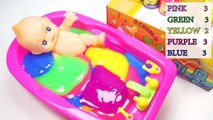 Learn Colors Baby Doll Bath Time With Clay Slime Number Counting With Colors Big M&M Candy