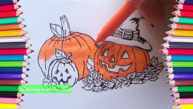 Coloring book- Spooky pumpkins-Jack o lantern and Halloween 2016- Coloring Page| Learn colors