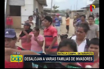 Tarapoto: desalojo a familias de invasores termina en batalla campal
