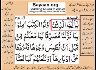 Quran in urdu Surah AL Nissa 004 Ayat 047A Learn Quran translation in Urdu Easy Quran Learning