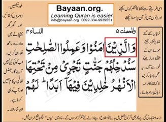 Quran in urdu Surah AL Nissa 004 Ayat 057A Learn Quran translation in Urdu Easy Quran Learning