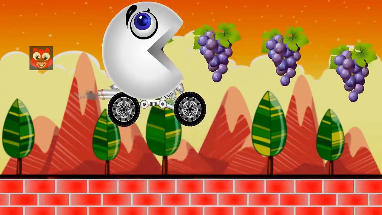 Learn Colors with Pac man eating 2d color fruit...