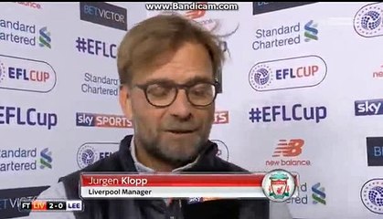 Jurgen Klopp post match Interview - Liverpool 2-0 Leeds United  - League Cup QF - 29.11.16