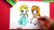 Disney Frozen Elsa And Anna Coloring Pages For Kids - Learn Colors For Kids
