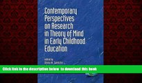 Pre Order Contemporary Perspectives on Research in Theory of Mind in Early Childhood Education