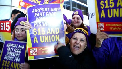 Large US protests call for $15 minimum wage
