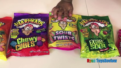 EXTREME WARHEADS CHALLENGE Sour Candy challenge Kids Candy Review Ryan ToysRevie