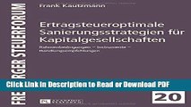 Read Ertragsteueroptimale Sanierungsstrategien fÃ¼r Kapitalgesellschaften: Rahmenbedingungen -