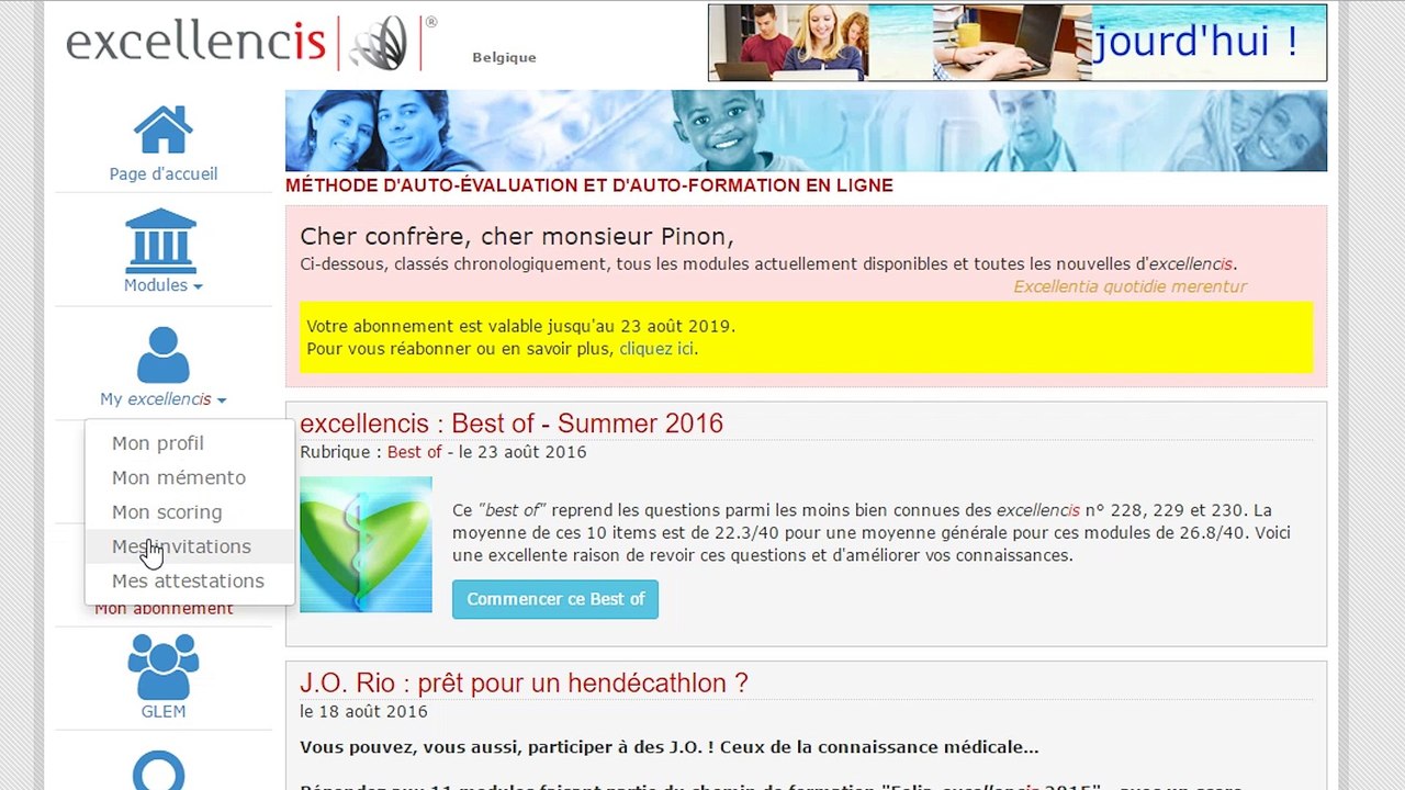 Le Dr Ziant, concepteur d'excellencis, vous explique la fonction "Mes invitations"