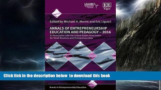 Pre Order Annals of Entrepreneurship Education and Pedagogy 2016 (Annals in Entrepreneurship
