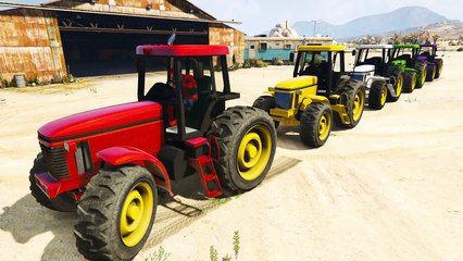 COLORS TRACTORS with Spiderman in cars Nursery Rhymes Songs for children