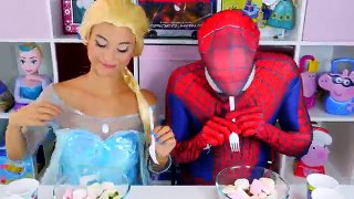 Disney Frozen Elsa VS Spiderman - Candy Challenge - Superhero in real life Movie