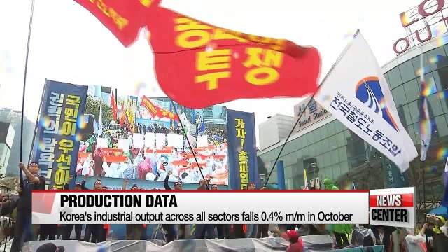 Korea's output across all sectors falls 0.4% m/m in Oct.