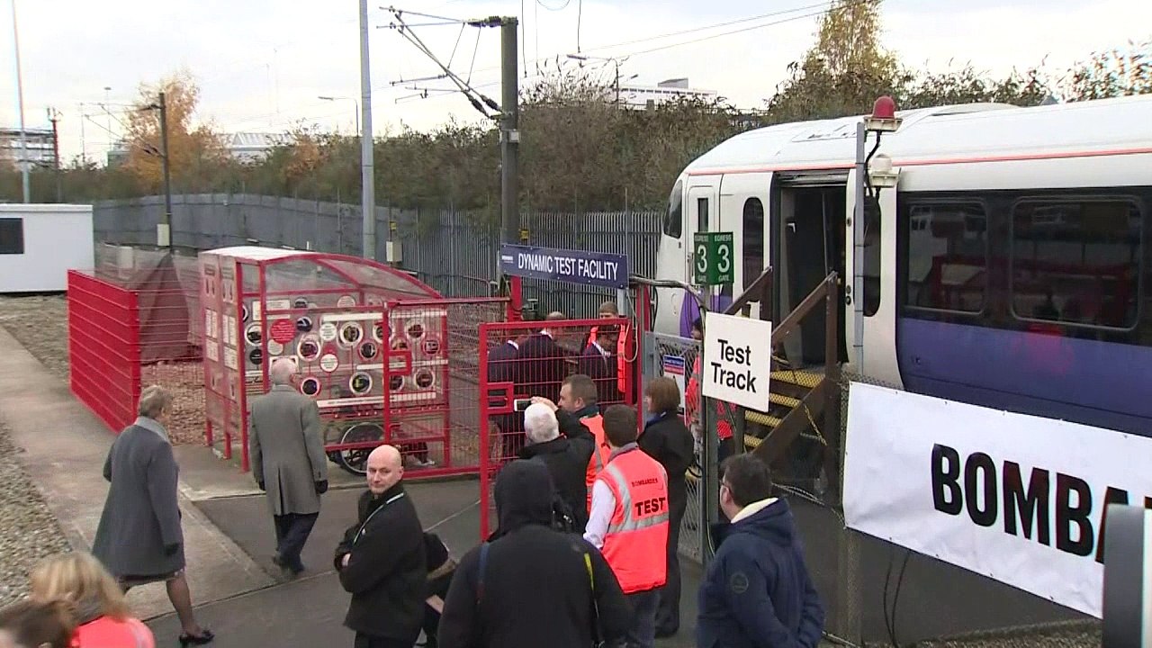 Prince William takes train for a test drive at Bombardier