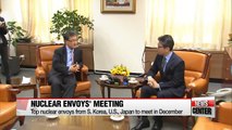 Top nuclear envoys from S. Korea, U.S., Japan expected to meet in Seoul next month