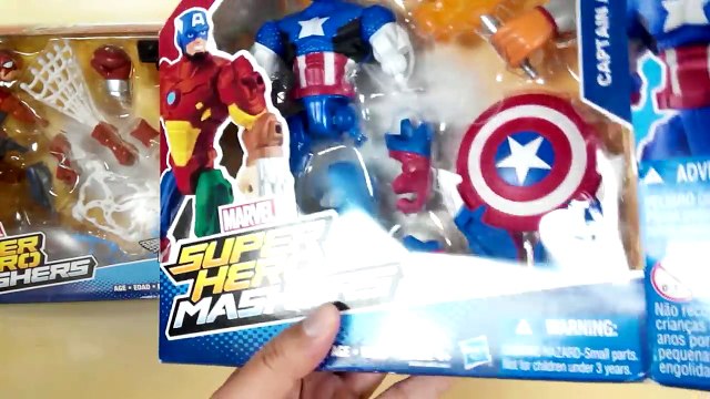 Superhero mashers toys spiderman vs venom vs Captain America, marvel super heroes kids toys