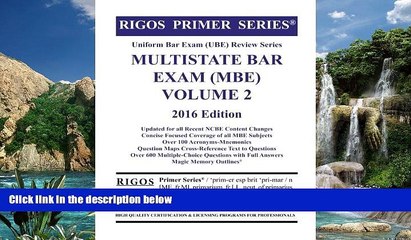 Buy Mr. James J. Rigos Rigos Primer Series Uniform Bar Exam (UBE) Review Series MBE Volume 2: 2016