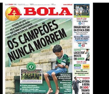 Un homenaje al Chapecoense: las portadas de los principales diarios en el mundo