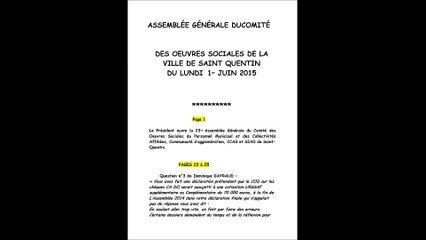 Question N° 3 PV AG COS SAINT QUENTIN 2015 association loi 1901 D GAYRAUD Réponse partielle URSSAF