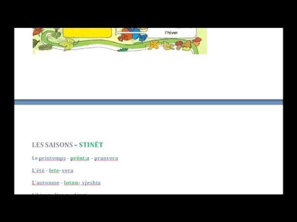 STINET DHE MUAJT E VITIT NE FRENGJISHT -  LES SAISONS ET LES MOIS DE L'ANNEE-  MESIMI 25