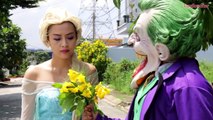 Frozen Elsa & Spiderman vs Bees! w/ Joker, Wolverine, Venom & Superman in Real Life