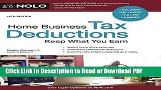 PDF Home Business Tax Deductions: Keep What You Earn Free Books