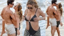 Mariah Carey Kisses Boyfriend James Packer and Flashes Nipples on The Beach