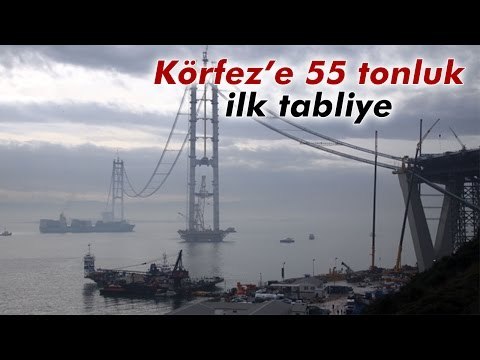Körfez Geçiş Köprüsü'nde 55 Tonluk İlk Tabliye Yerleştirildi