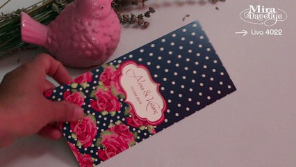 Liva Davetiye 4022 Kırmızı Güllü, Puantiyeli Davetiye - miradavetiye.com