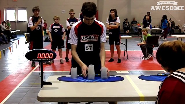 PEOPLE ARE AWESOME 2016 - New cup stacking world record! 2016 HD
