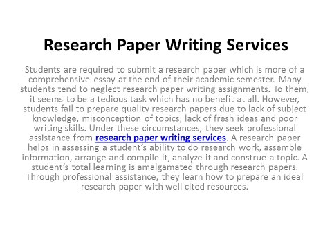 Research Paper Writing Service From MyAssignmenthelp.com