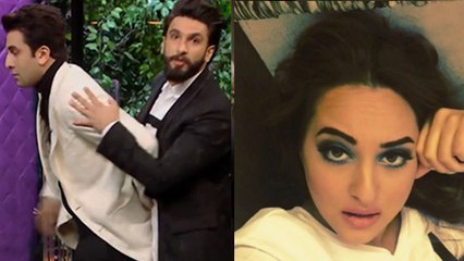 VIDEO Sonakshi Sinha REACTS To Ranbir Kapoor - Ranveer Singh Koffee With Karan Episode