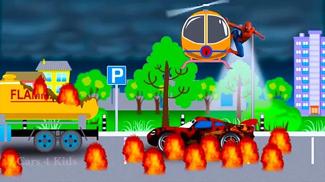 Politiet Farge Biler For Barn Og Spiderman Tegneserie For Barn Med Lære Farger Morsom Vide