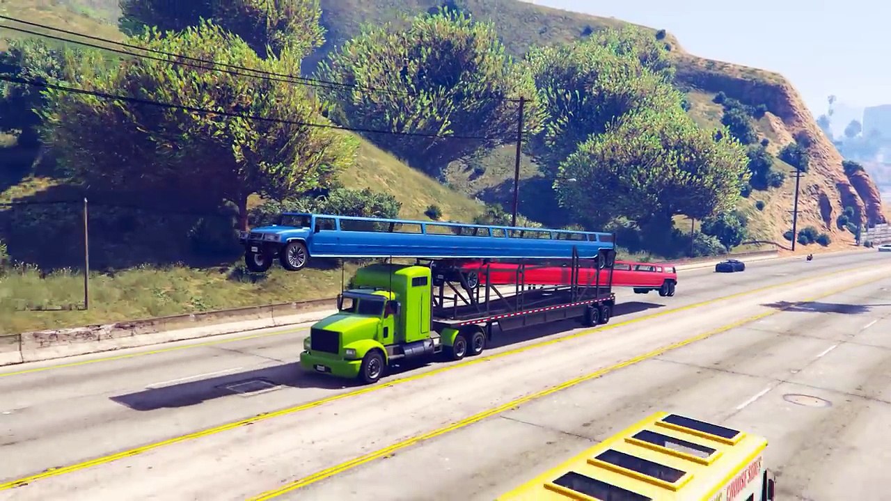 COLORS LONG CARS Transportation with Spiderman on TRUCK for Kids and Nursery Rhymes for children