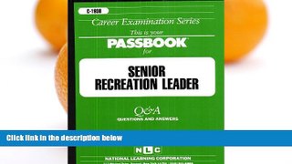 Pre Order Senior Recreation Leader(Passbooks) (Career Examination Passbooks) Jack Rudman On CD