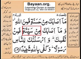 Quran in urdu Surah AL Nissa 004 Ayat 079 Learn Quran translation in Urdu Easy Quran Learning