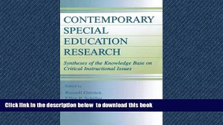Pre Order Contemporary Special Education Research: Syntheses of the Knowledge Base on Critical