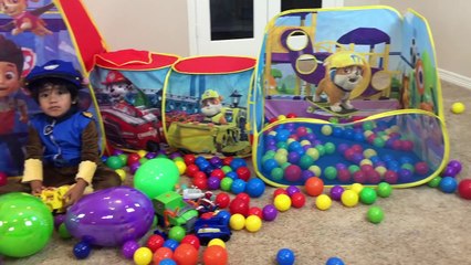 GIANT PAW PATROL SURPRISE TENT Paw Patrol Toys Easter Egg Hunt Surprise Eggs Challenge Kids Ball Pit